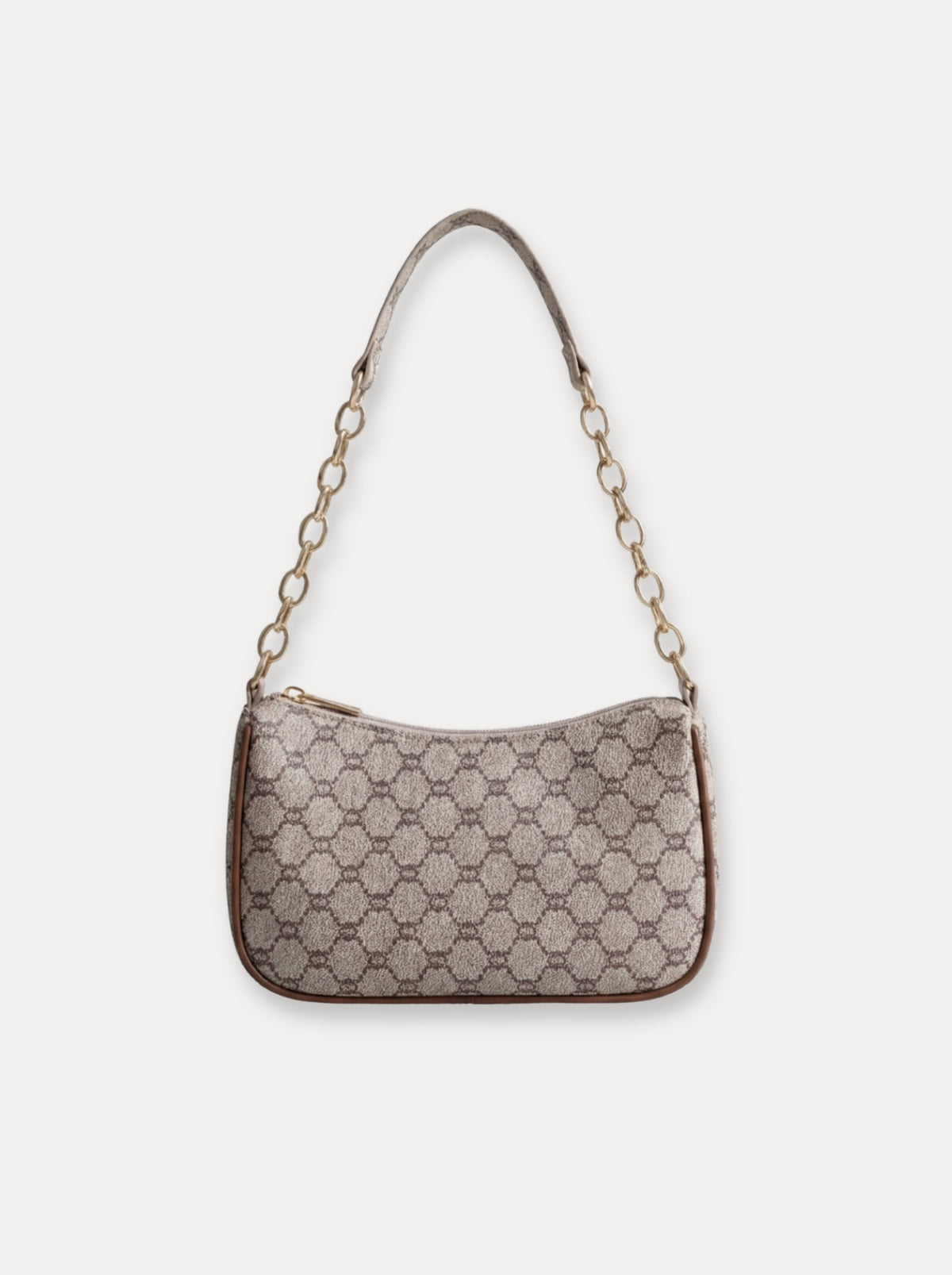 Chain Handle Baguette Bag – Beige
