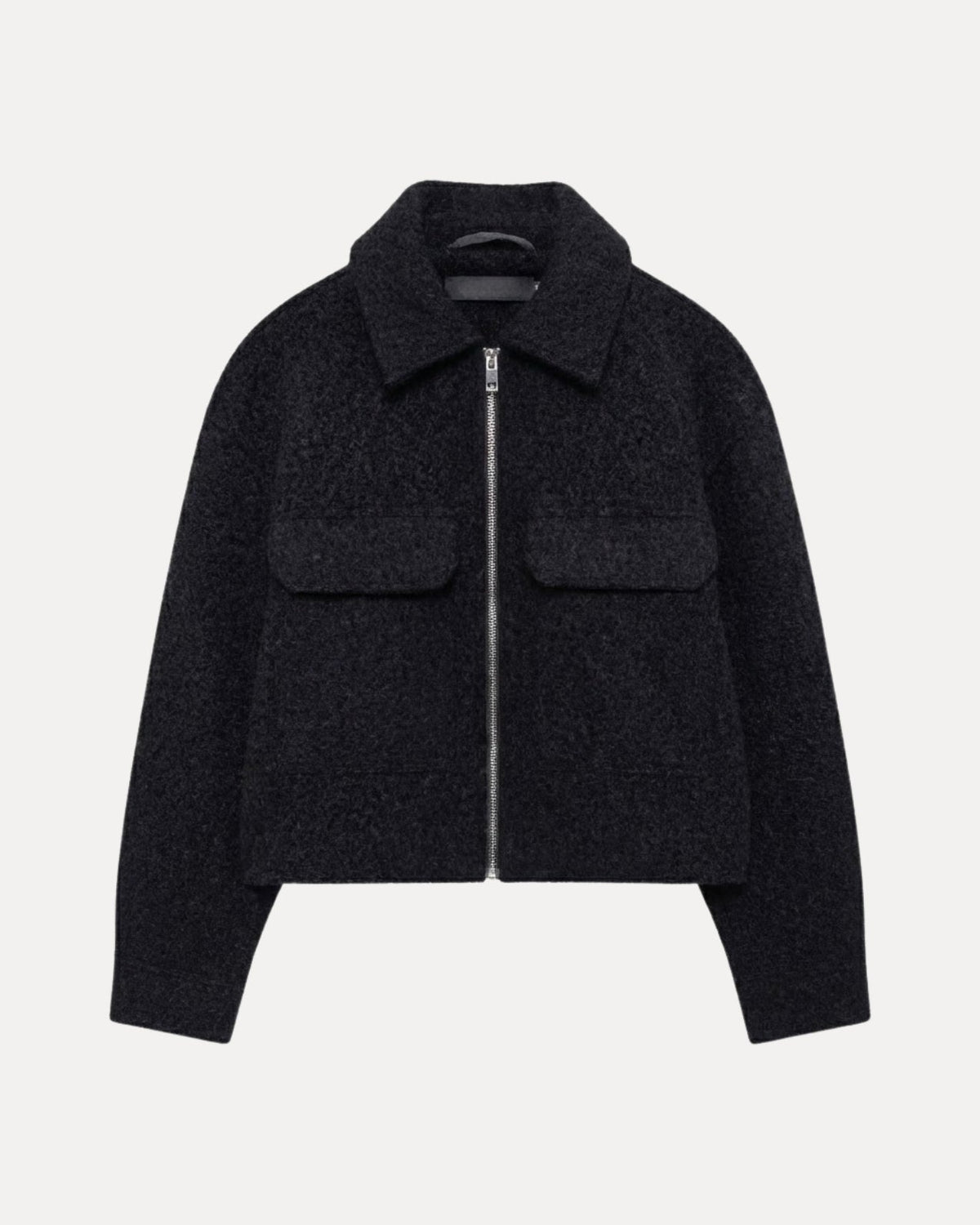 Cropped Wool Jacket – Zwart