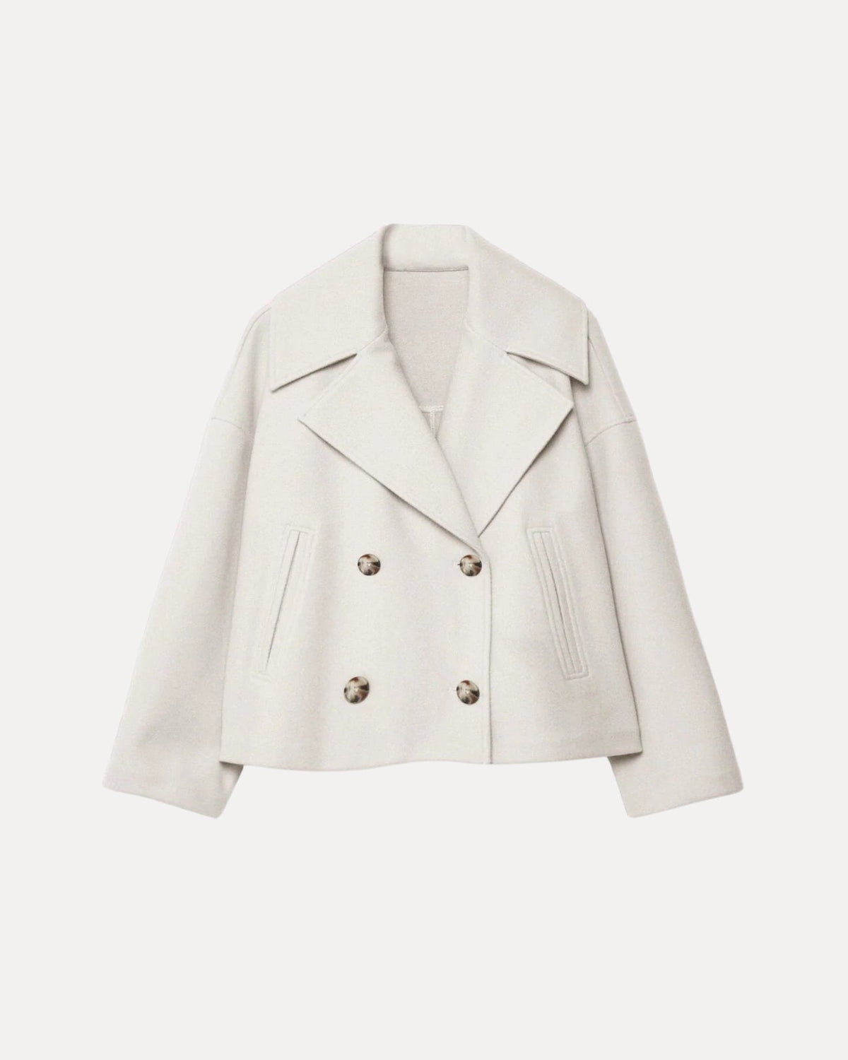 Heritage Cropped Wool Coat – Wit
