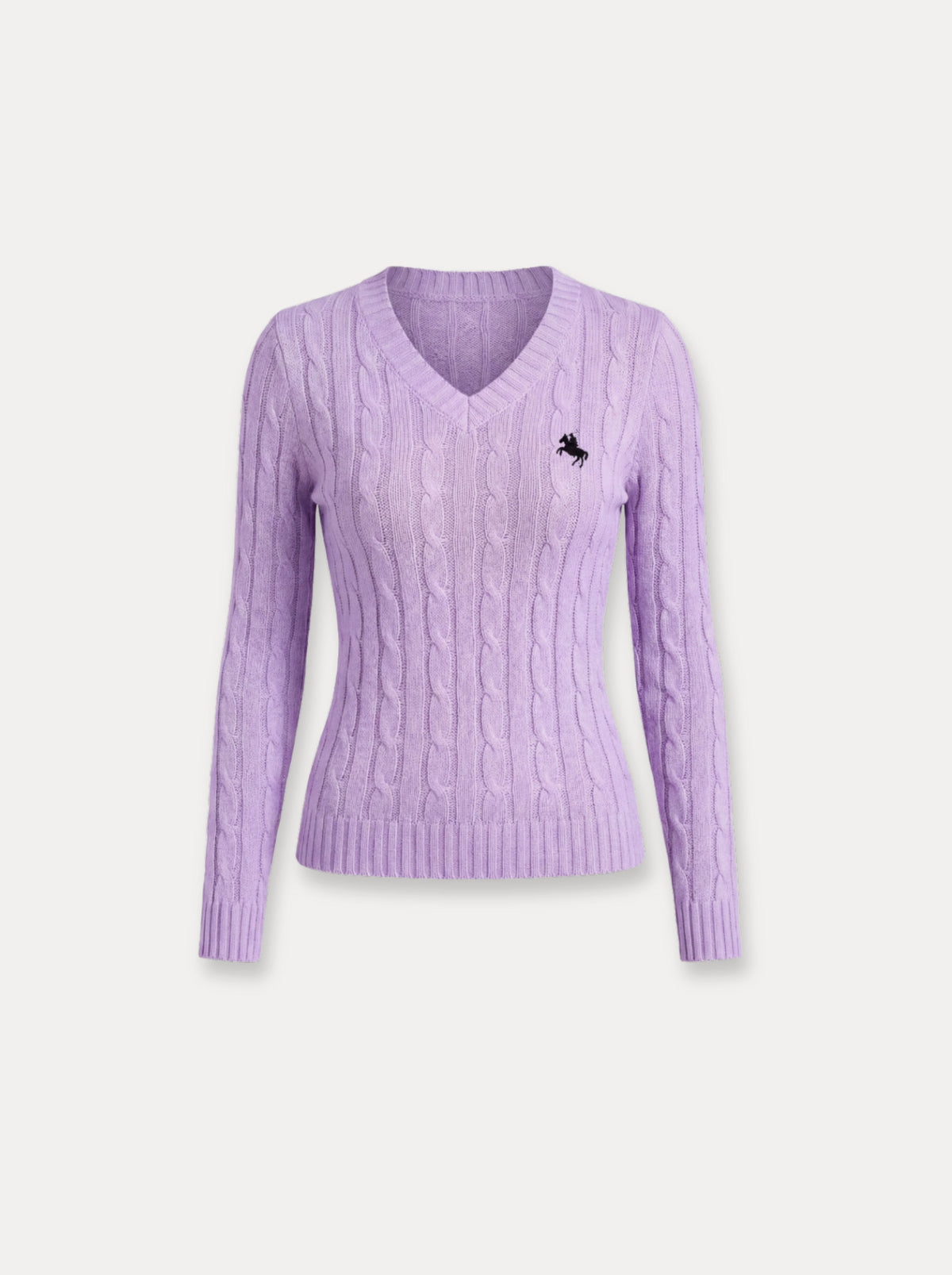 Cable Knit V-Neck Sweater – Paars