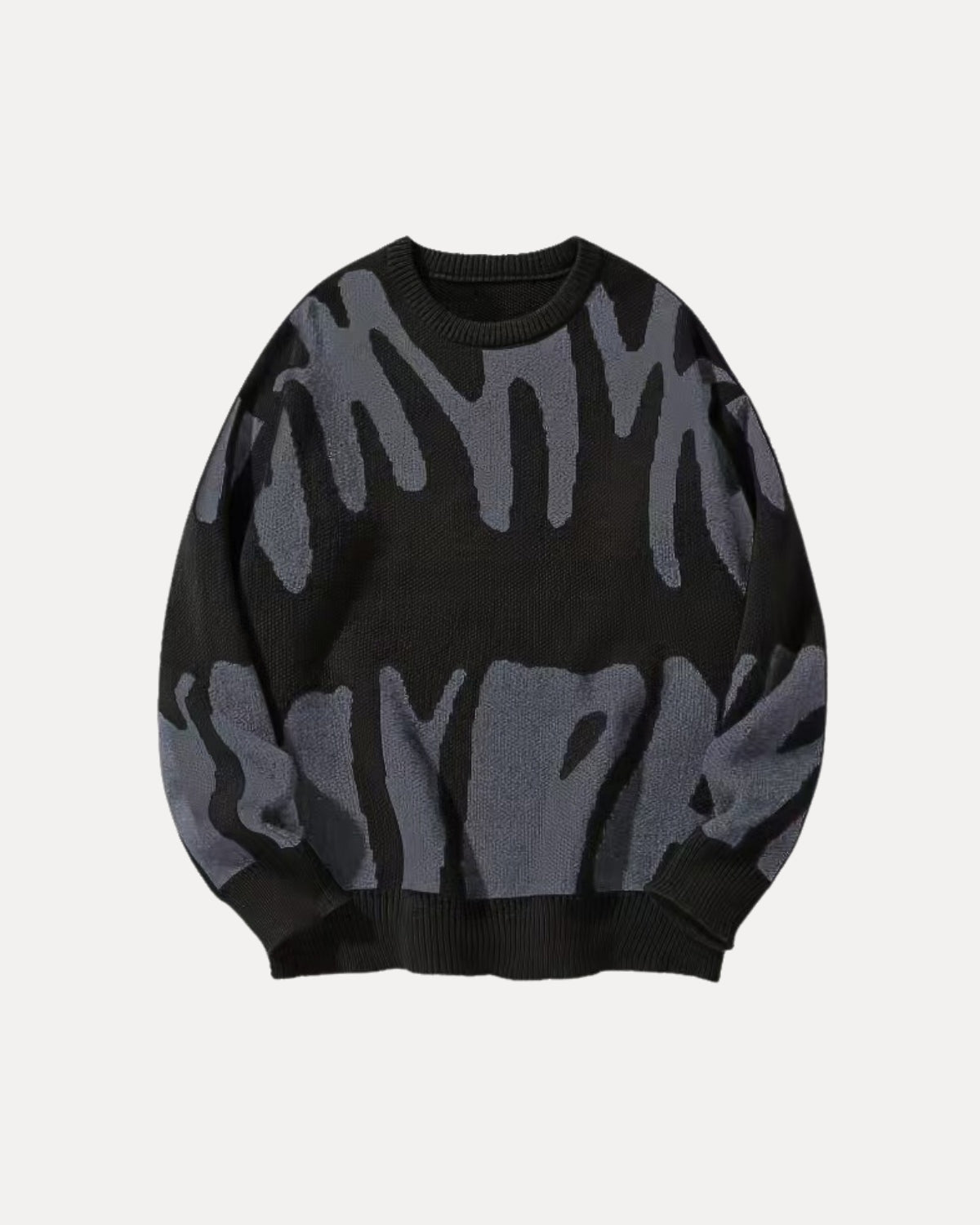 Pattern Knit Sweater – Grijs op zwart