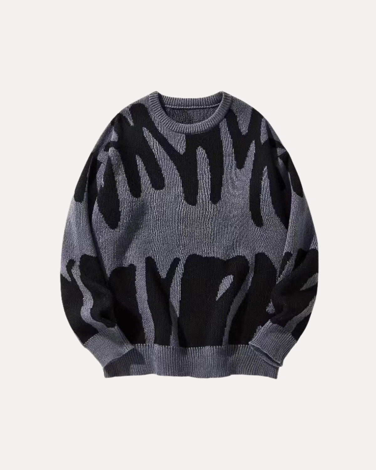Pattern Knit Sweater – Zwart op grijs