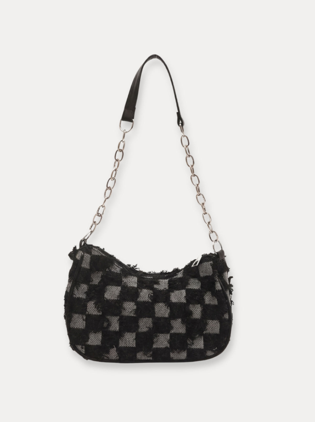 Textured Mini Shoulder Bag – Zwart geruit
