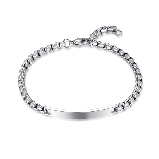 Orva - Armband in edelstaal, rechthoekige schakels, plaatje 21cm