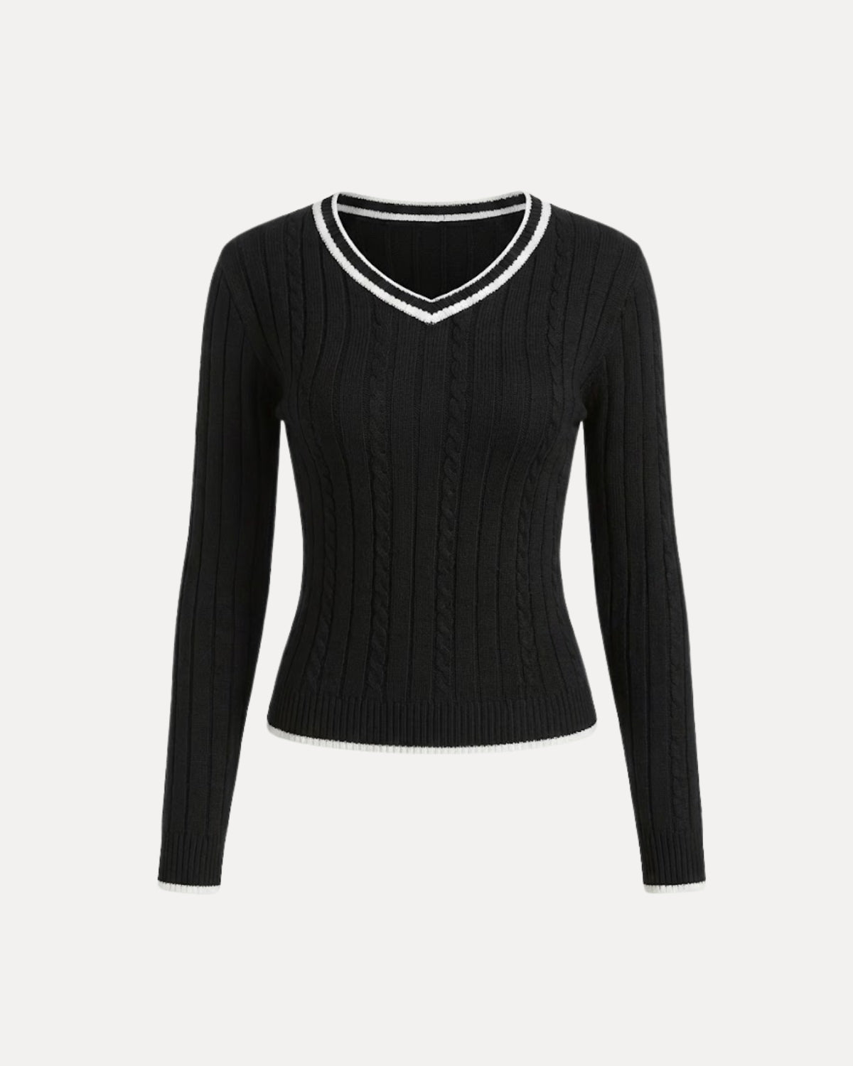 Cable Knit Sweater β Zwart