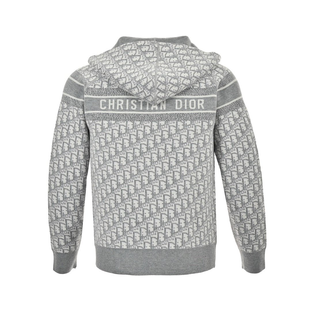 Dior Reversible Printed Cashmere Zip Hoodie Grey – productfoto 2