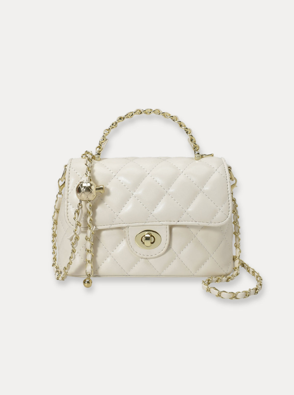 Quilted Mini Chain Bag – Wit