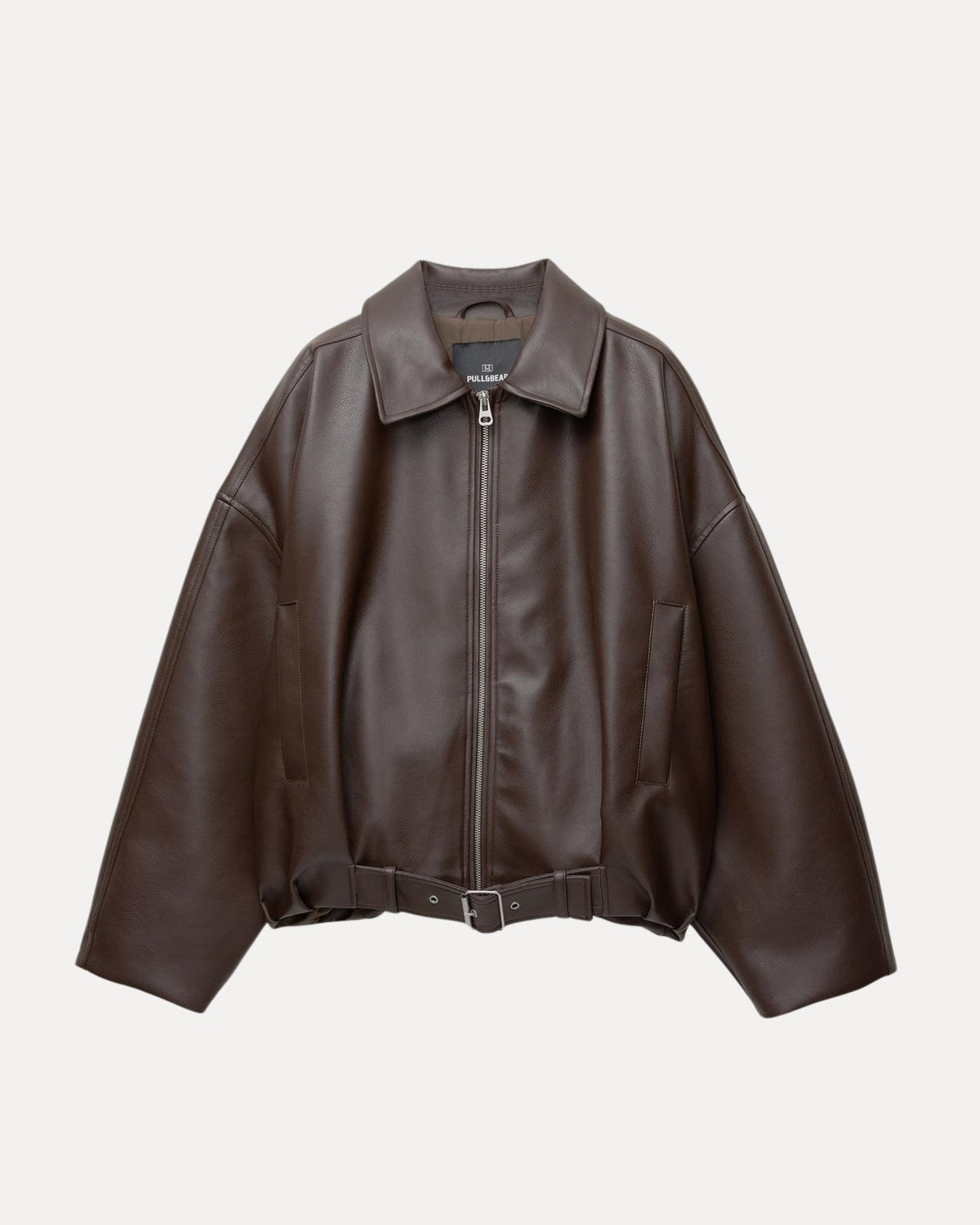 Belted Leather Jacket – Brown
