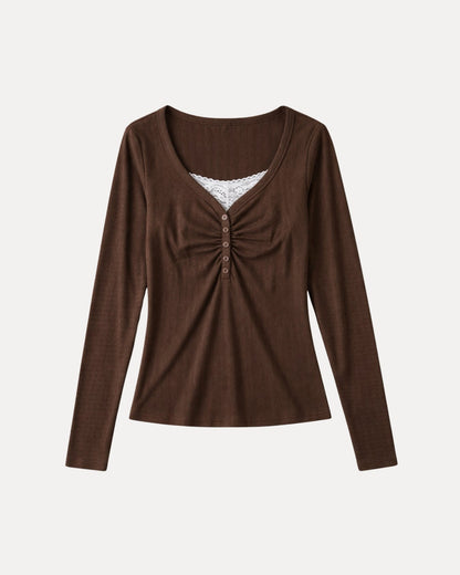 Ruched Henley Top