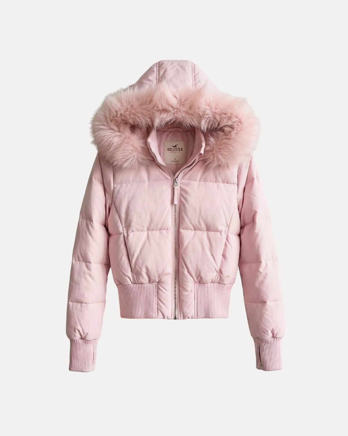 Fur Hood Puffer Jacket – Roze