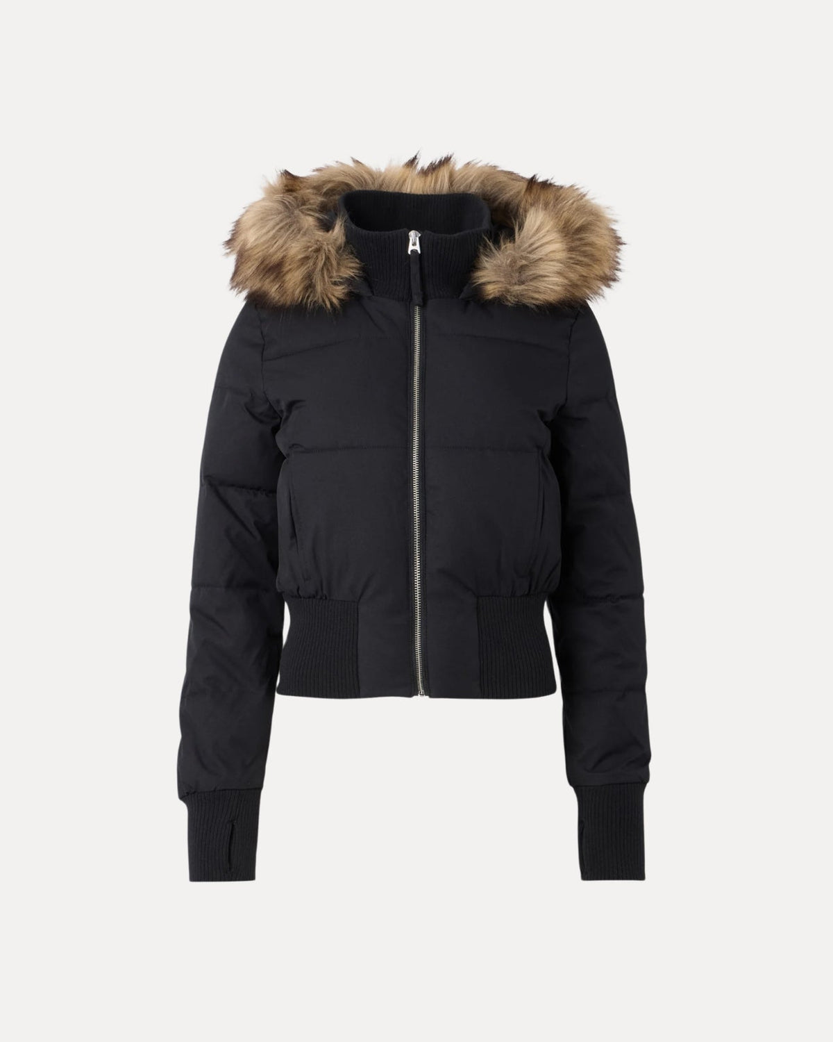 Fur Hood Puffer Jacket – Zwart