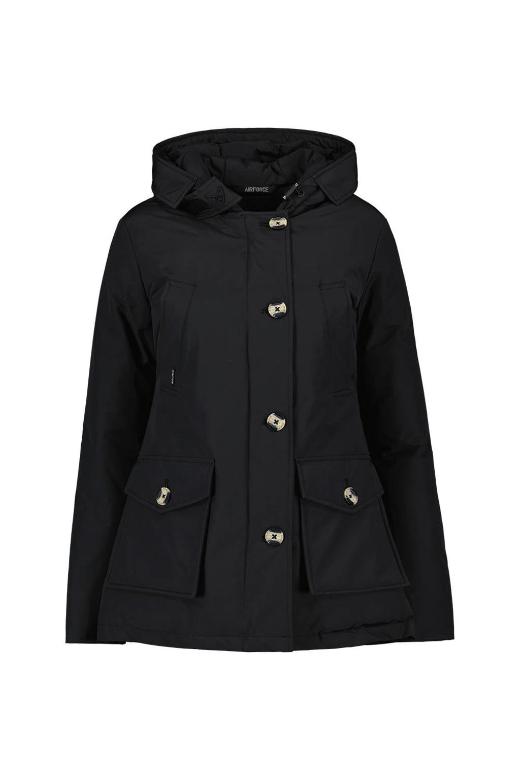 Airforce gewatteerde winterjas 4 POCKET PARKA zwart