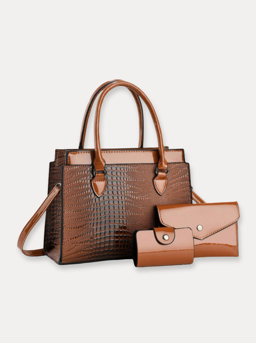 Textured Classic Handbag Set