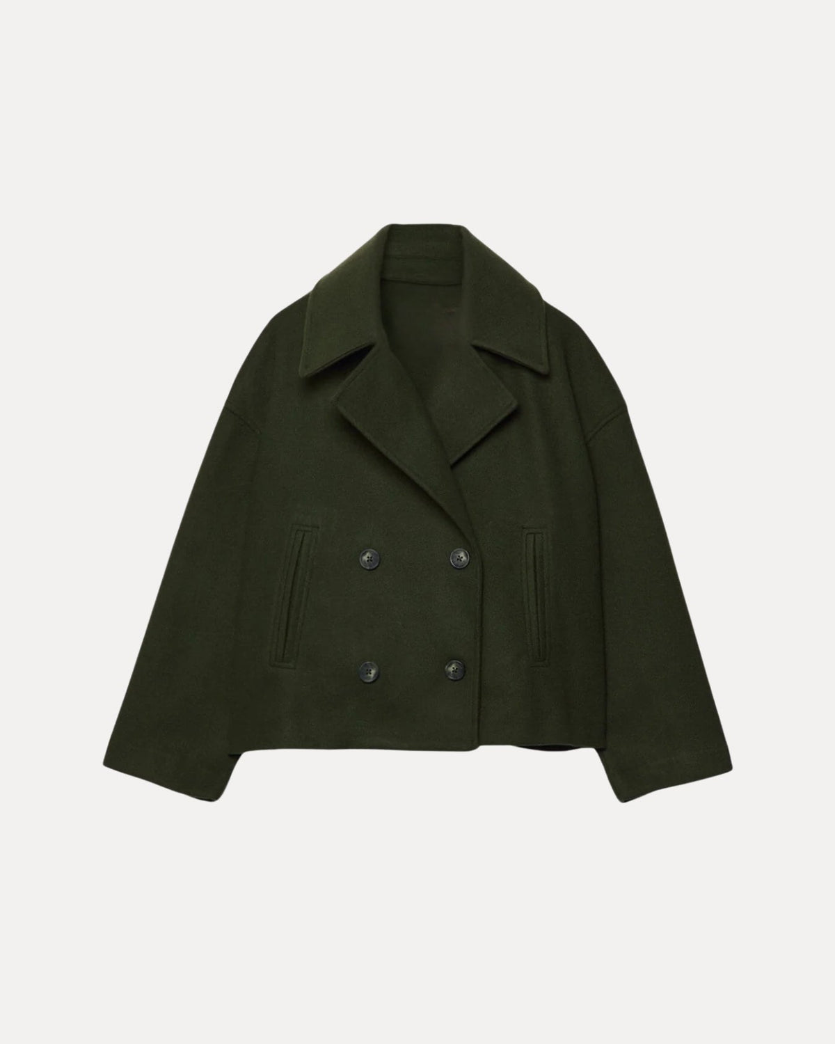 Heritage Cropped Wool Coat – Groen