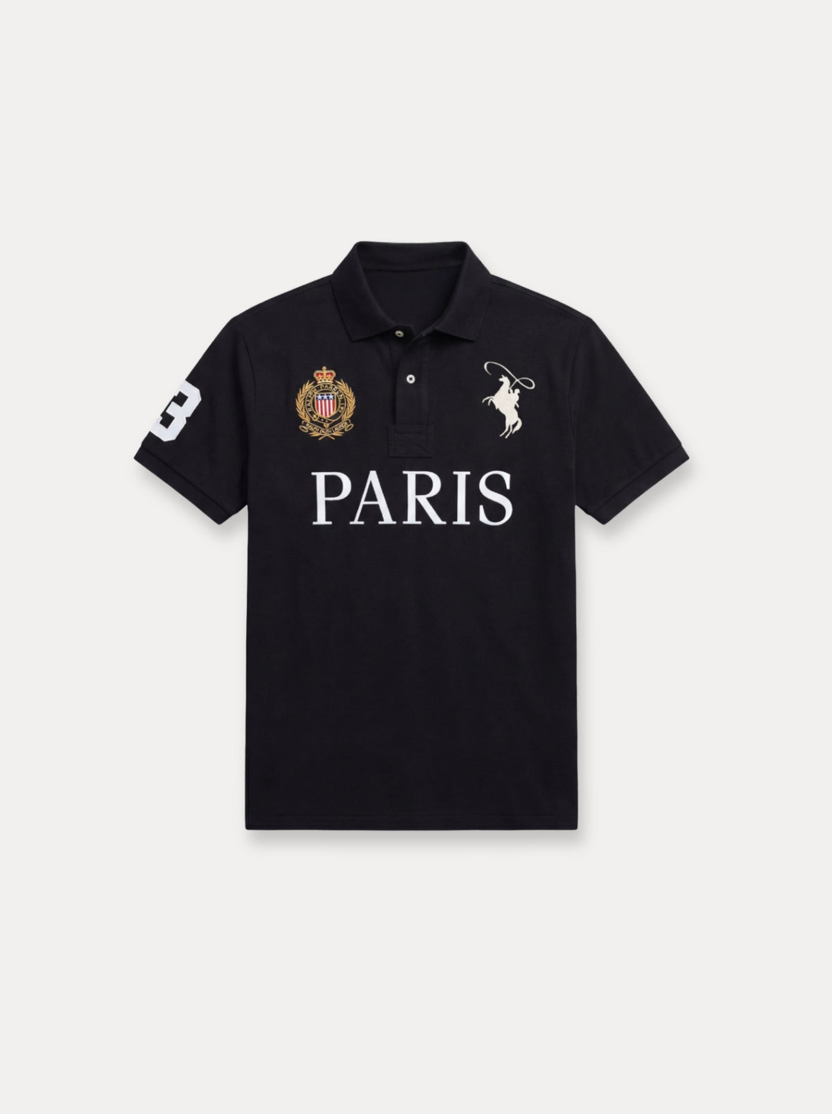 Paris Crest Polo Shirt – Zwart