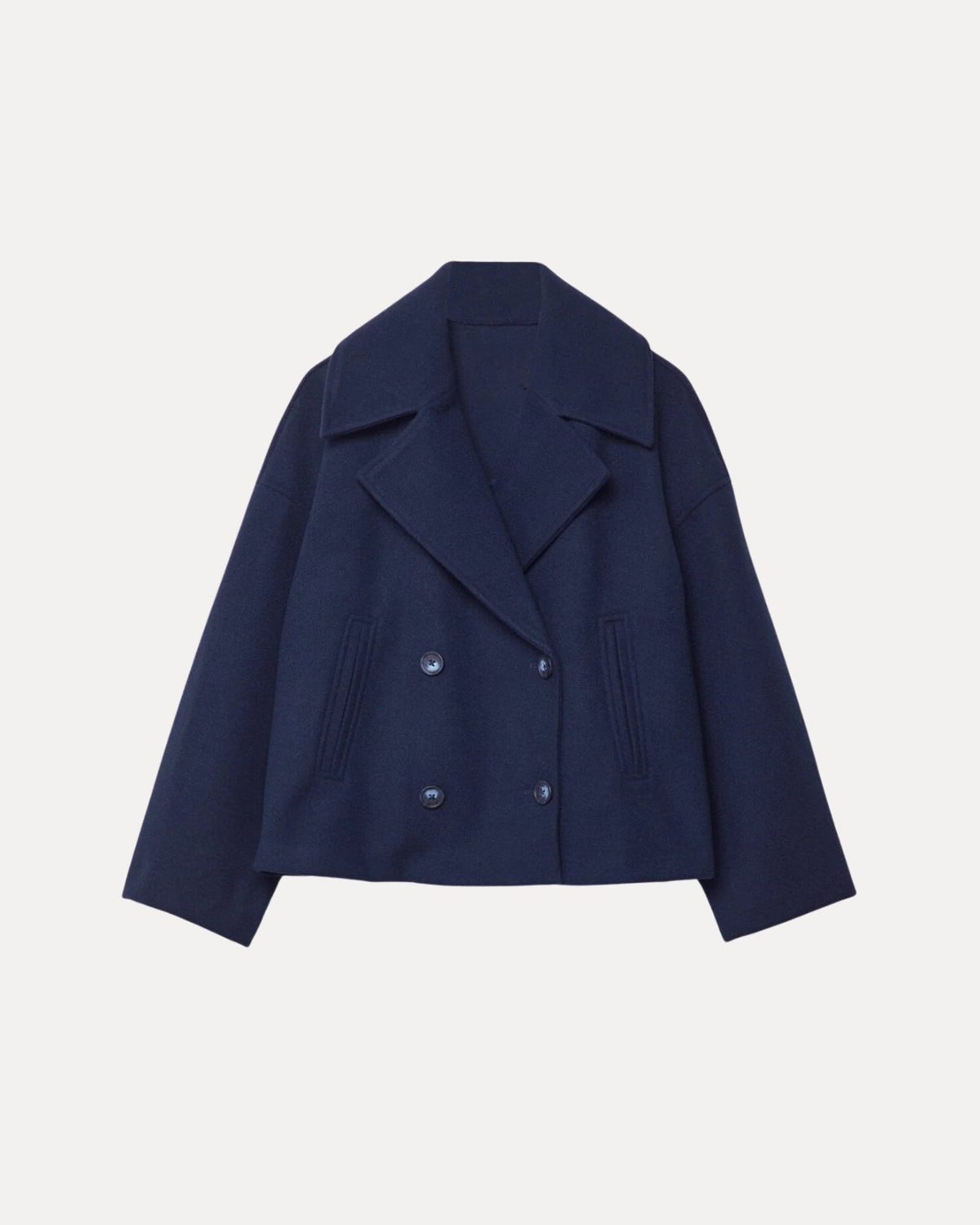 Heritage Cropped Wool Coat – Blauw