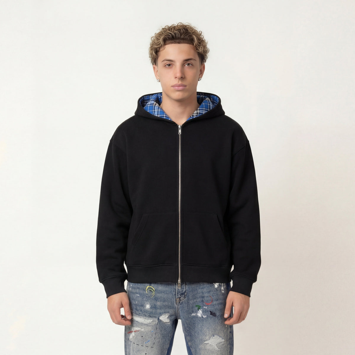 Chequered Line – Zip Hoodie by Laceup Fashion