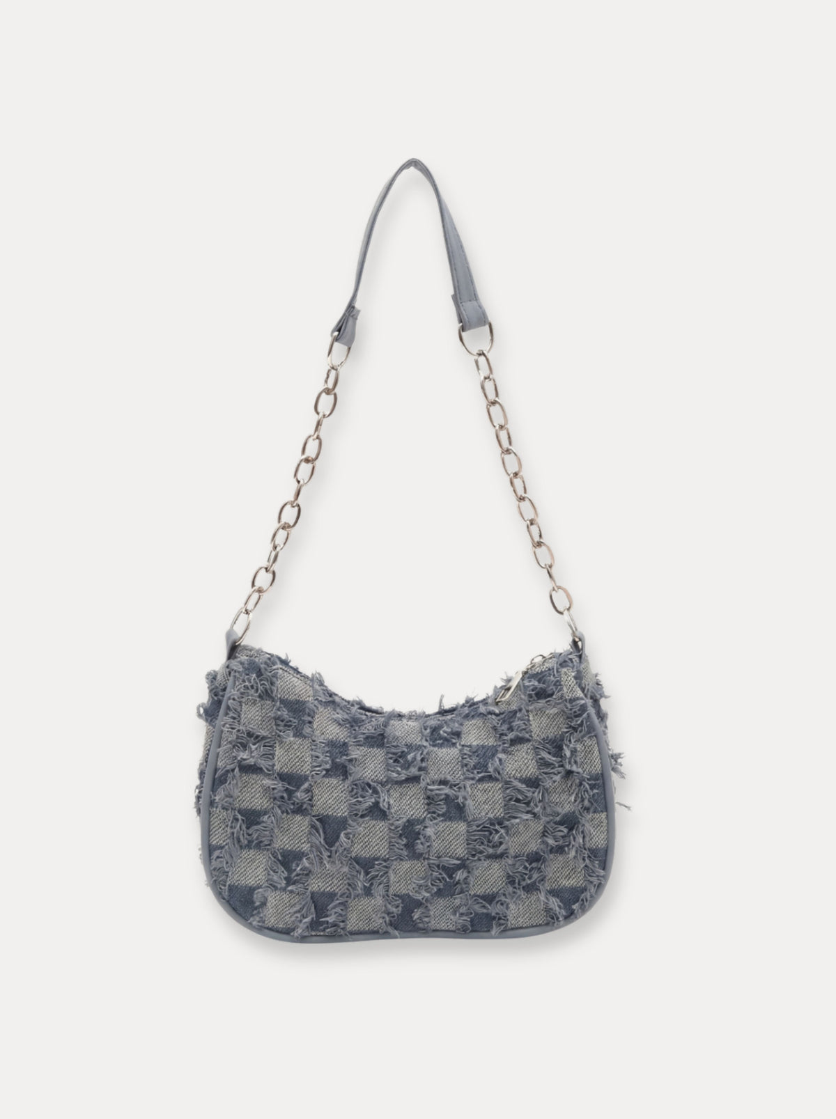 Textured Mini Shoulder Bag – Blauw geruit