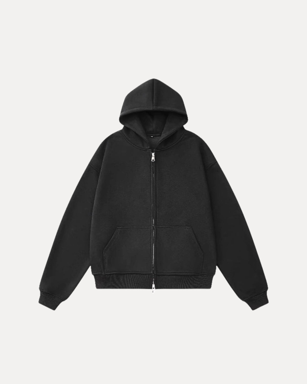 Mono Zip Hoodie – Zwart