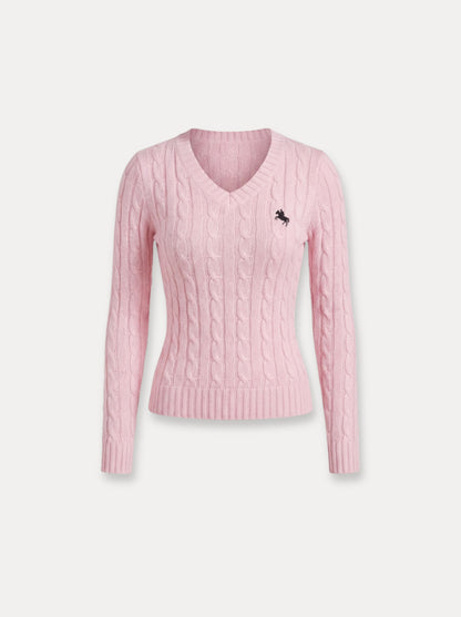 Cable Knit V-Neck Sweater
