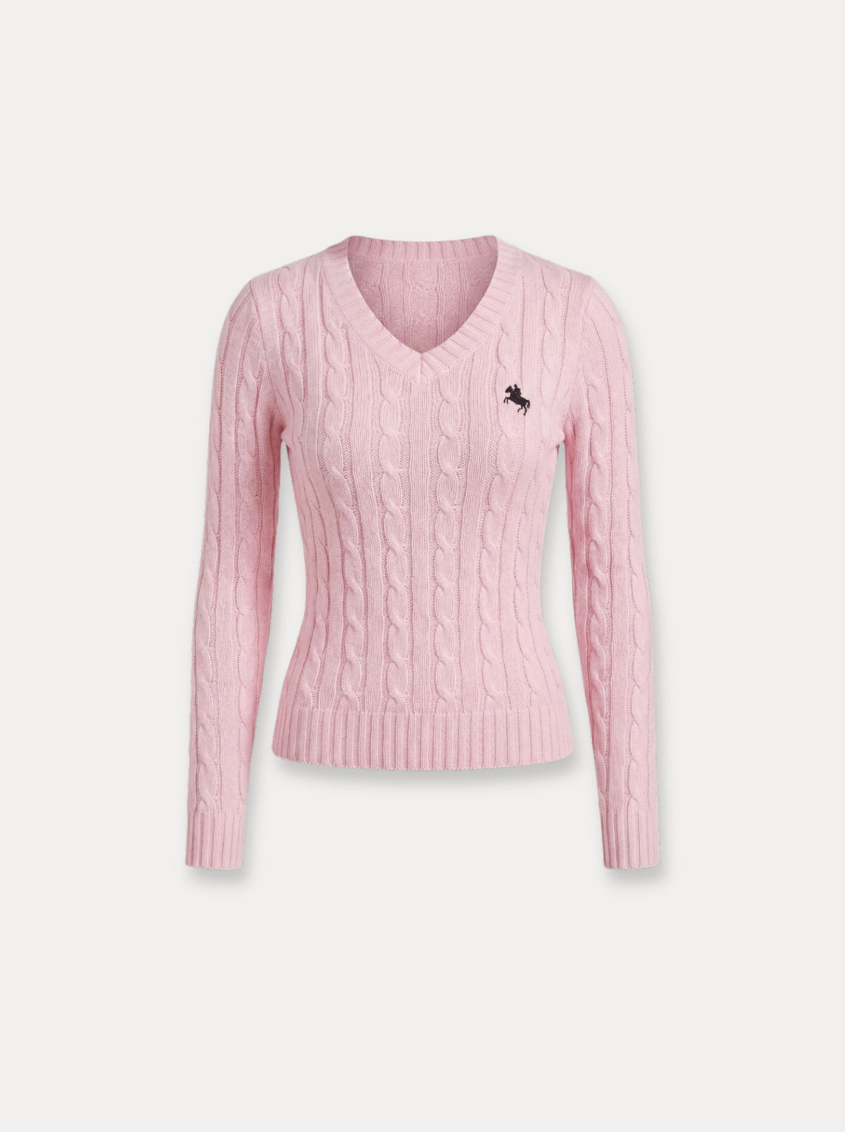Cable Knit V-Neck Sweater – Roze