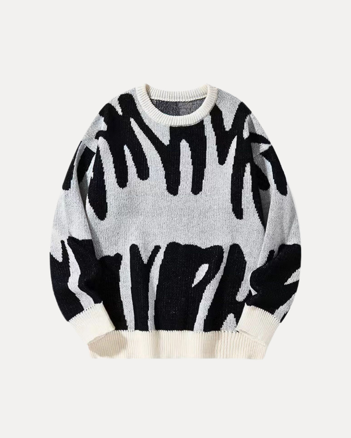 Pattern Knit Sweater – Zwart op wit