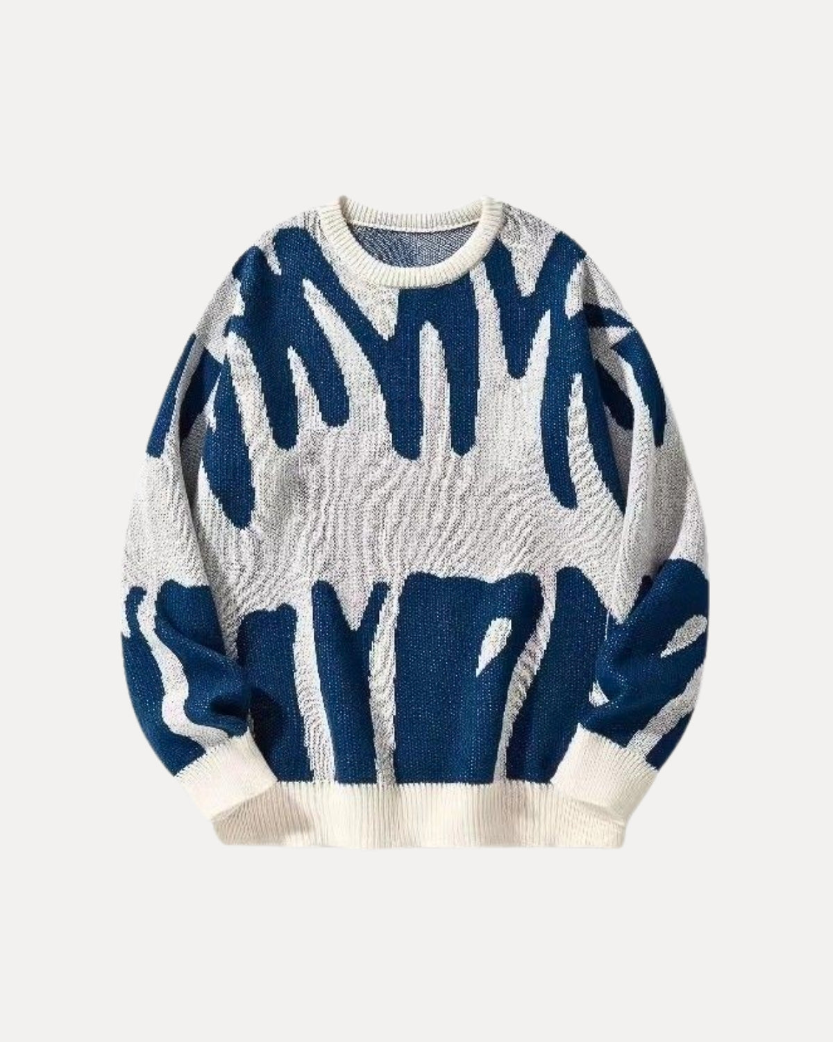 Pattern Knit Sweater – Blauw op wit