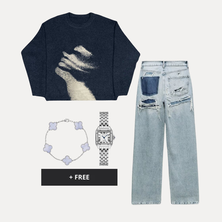 Viral Outfit - Blurred Knit