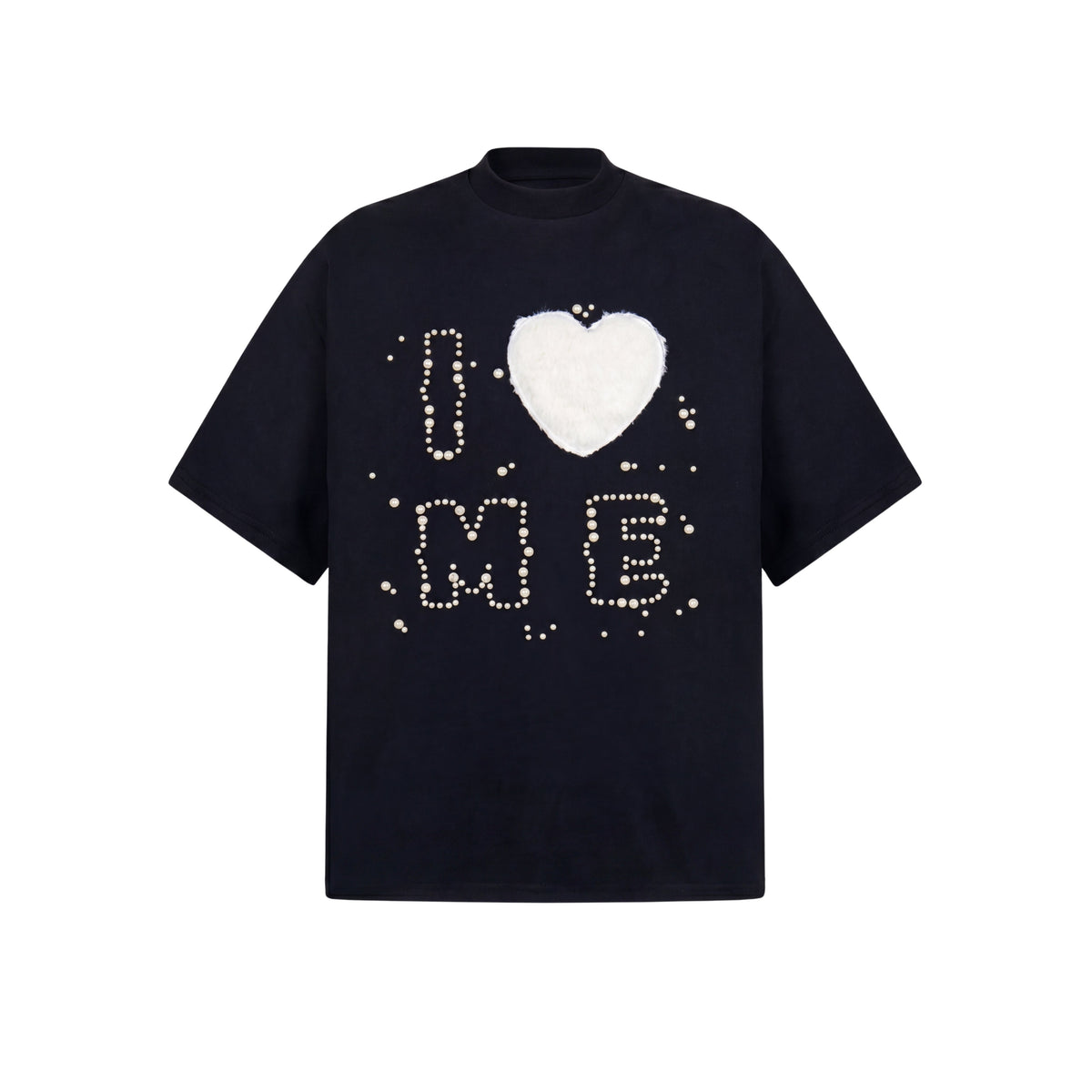 Pearl Heart – T-shirt by Laceup Fashion – Zwart