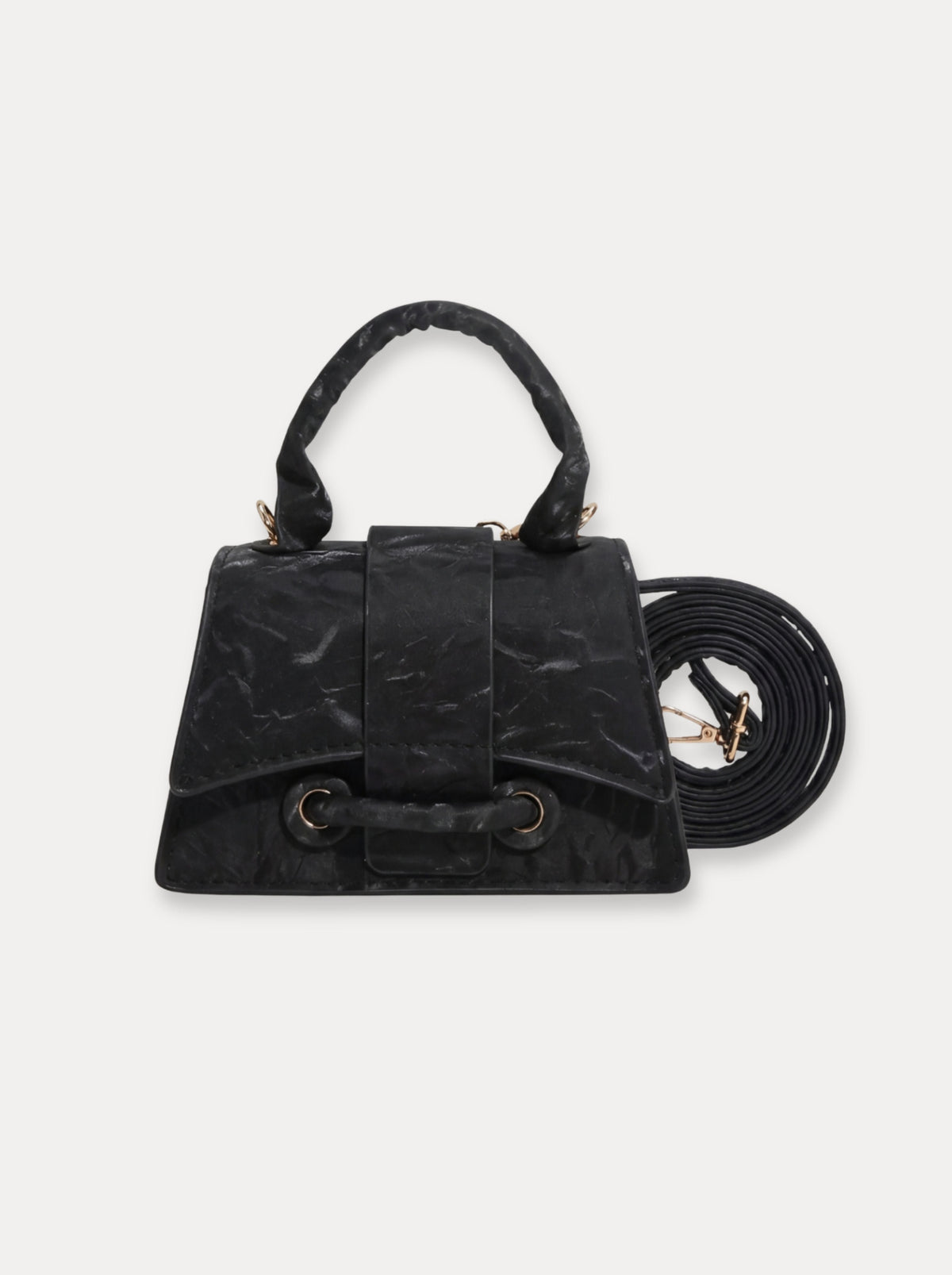 Mini Handle Crossbody Bag – Zwart structuur