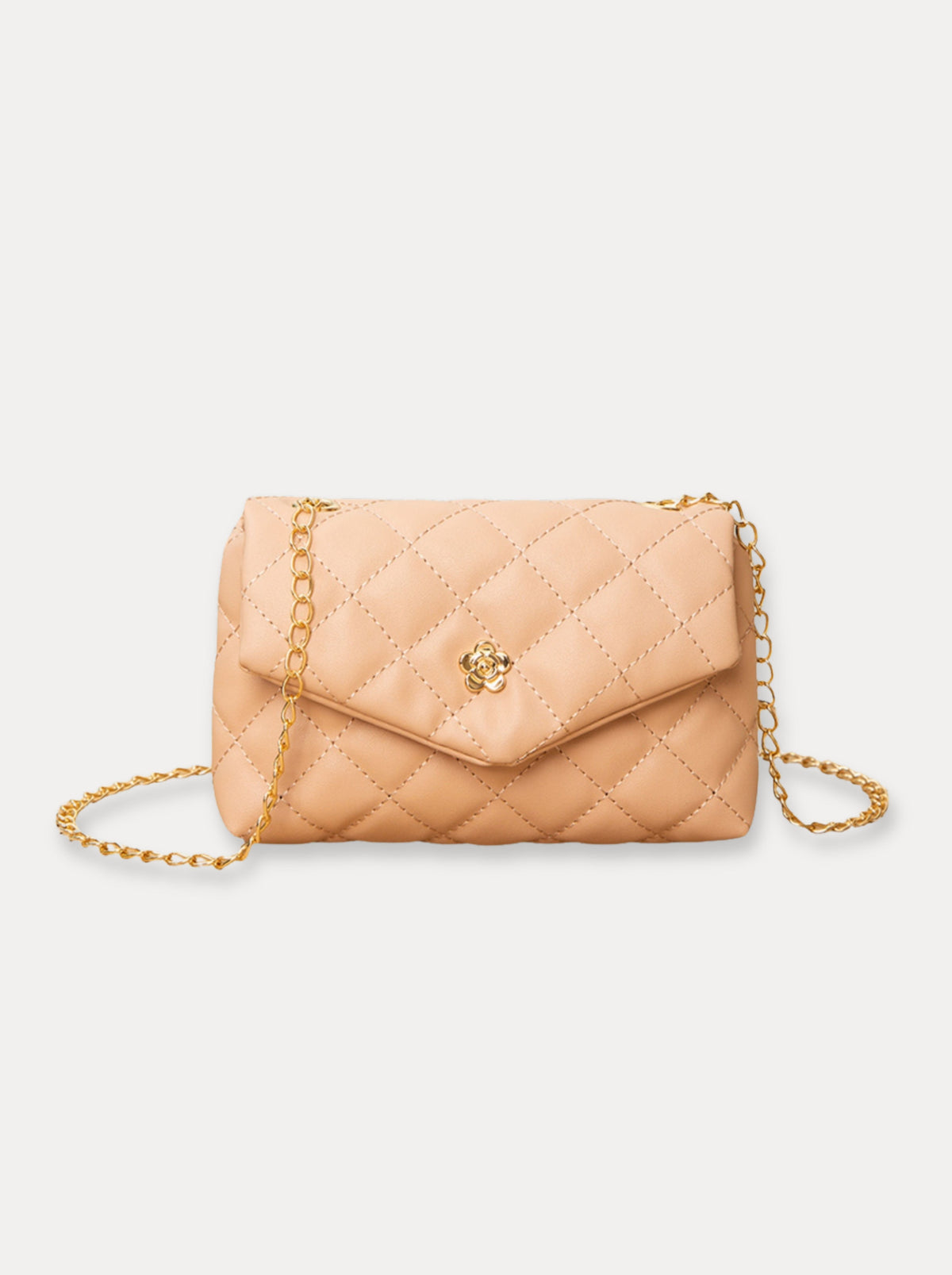 Soft Quilt Chain Bag – Perzik
