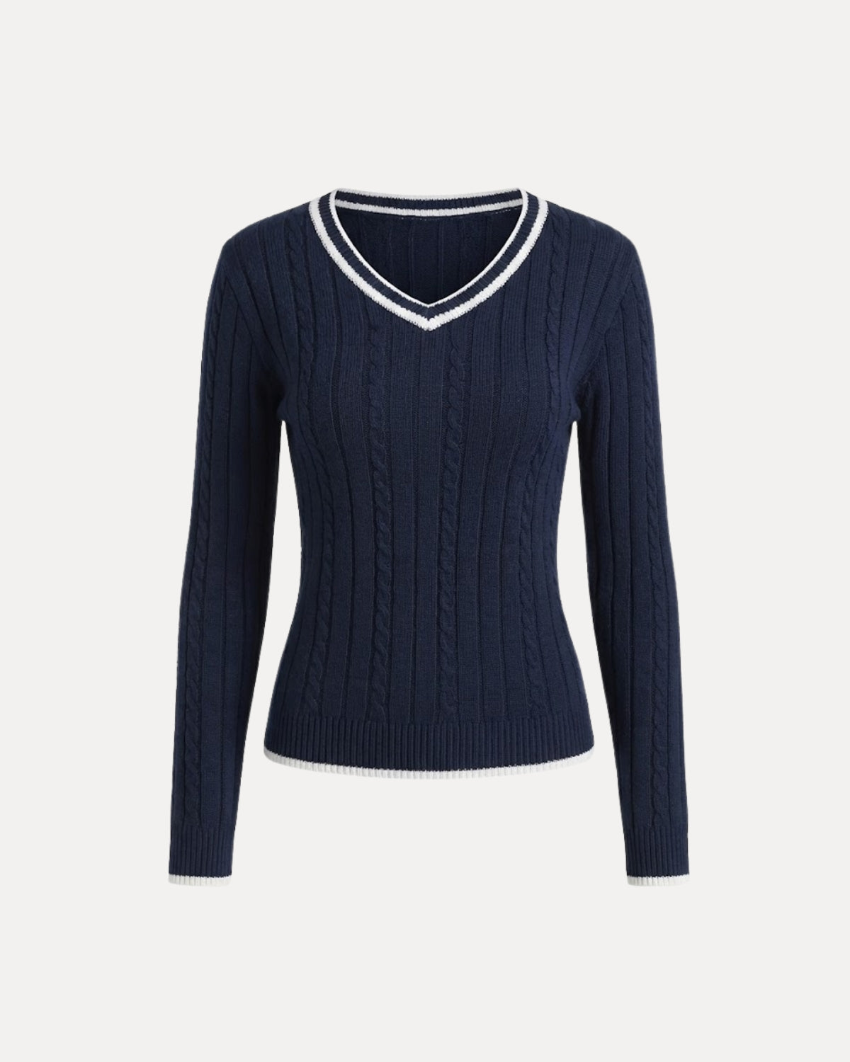 Cable Knit Sweater – Marineblauw