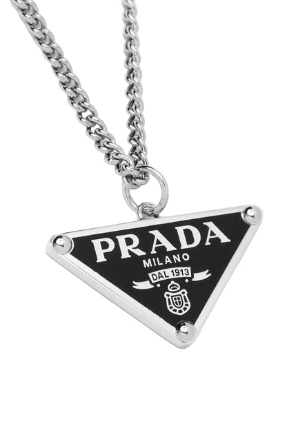 Prada Triangle Logo Ketting – Silver