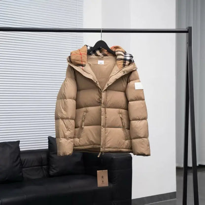 Burberry Lockwell Hooded Check Down Jacket Beige