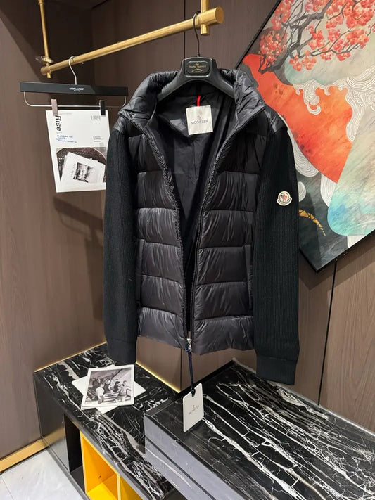 Veste matelassée en laine et coquille Moncler noire