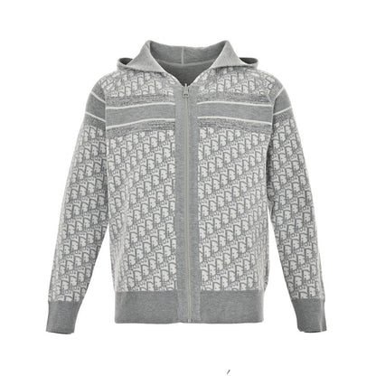 Dior Reversible Printed Cashmere Zip Hoodie Grey – productfoto 1