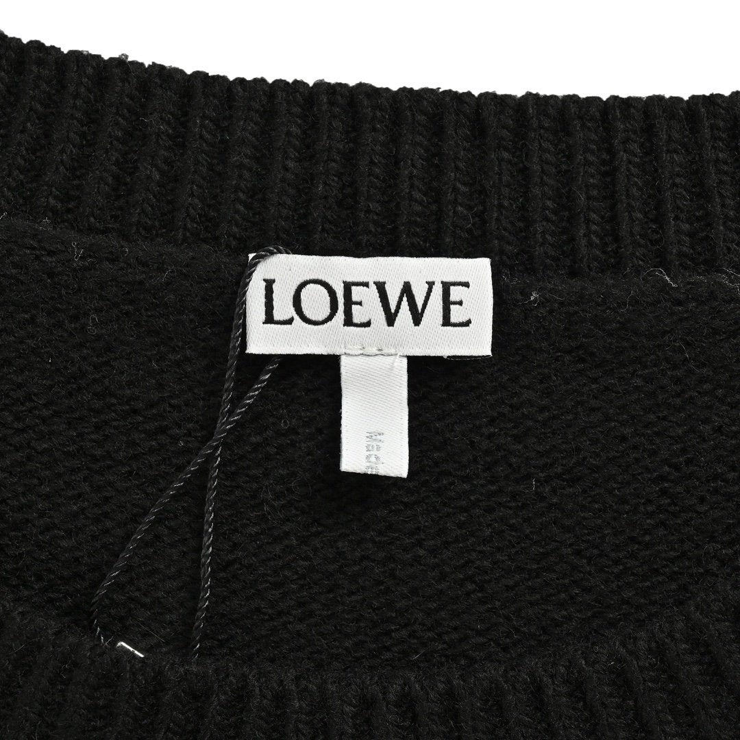 Loewe Anagram Logo Embroidered Wool Sweater In Black – productfoto 6