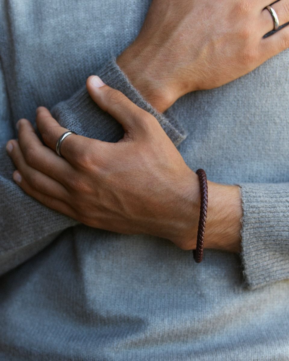 Zixa - Bracelet Leather Brown/Silver